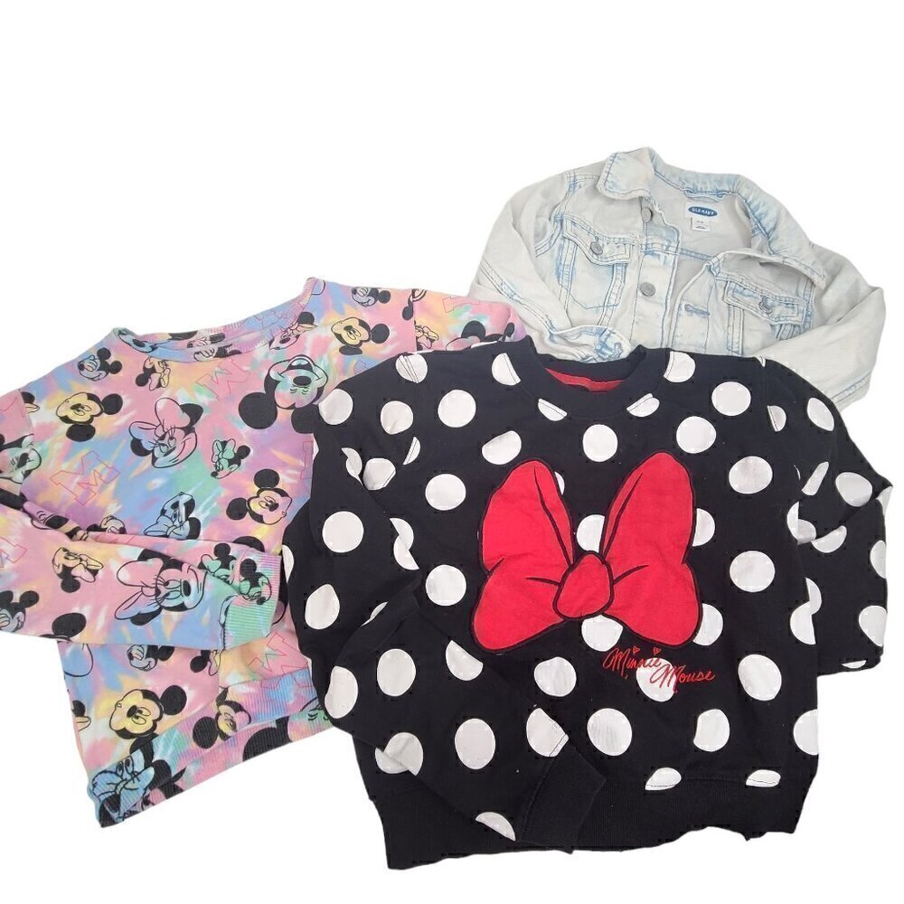 Girls Minnie Mouse Sweater Oversized Denim Jacket Set Disney Old Navy